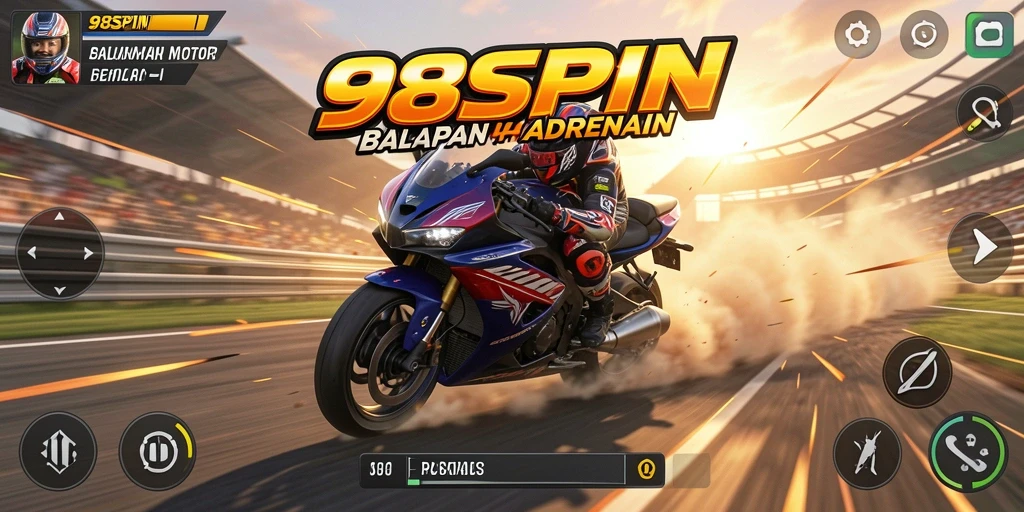 Tampilan gameplay seru di 98SPIN dengan balapan motor penuh aksi.