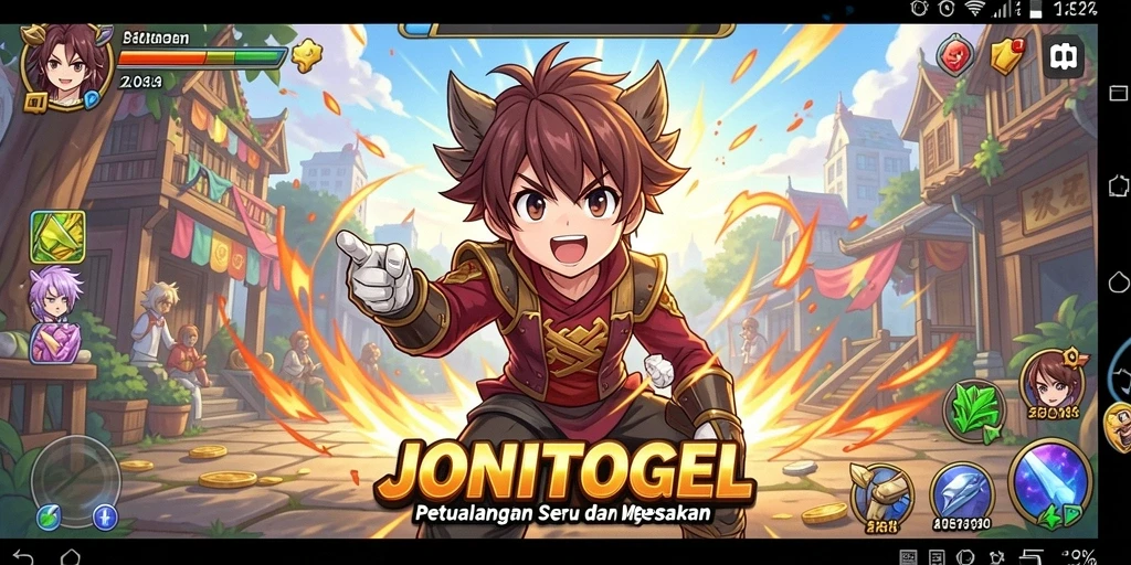 Tampilan gameplay seru dengan karakter anime yang ikonik.