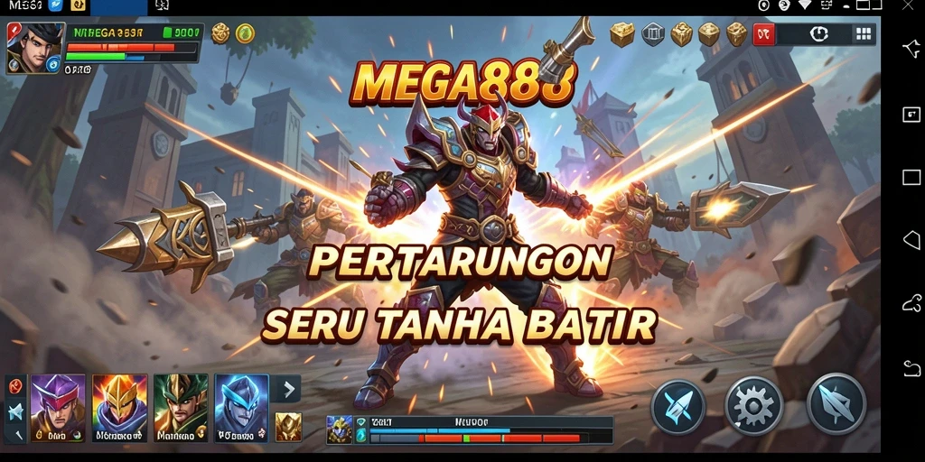 Tampilan gameplay seru dalam pertarungan di MEGA888.