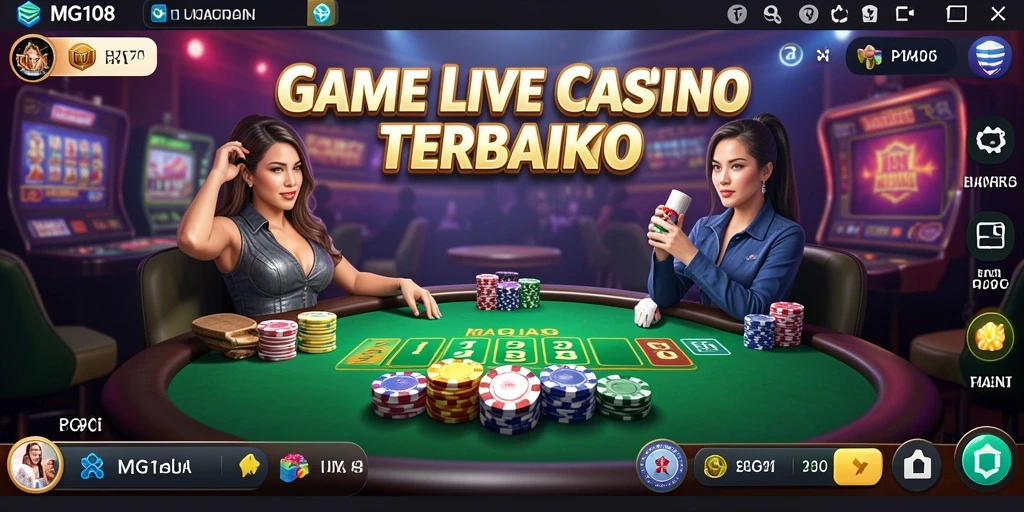 Screenshot utama MG108 menampilkan dealer kasino yang menarik dan antarmuka permainan.