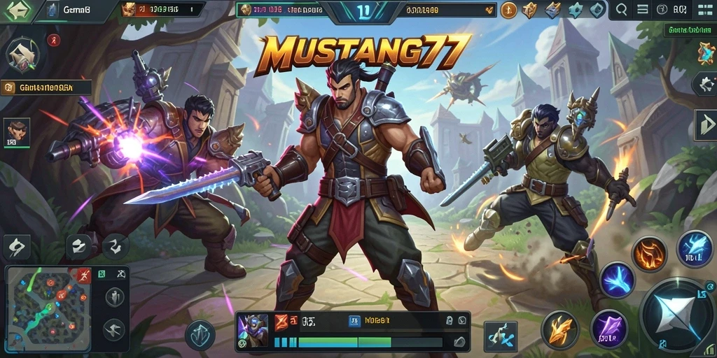Tampilan gameplay dinamis dan menarik dari MUSTANG77.