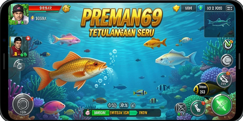 Tangkapan layar dari gameplay seru di PREMAN69 yang menampilkan aksi tembak ikan.