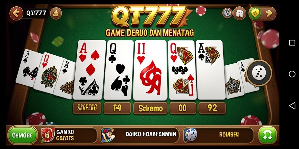 Tampilan gameplay Domino yang seru di QT777.