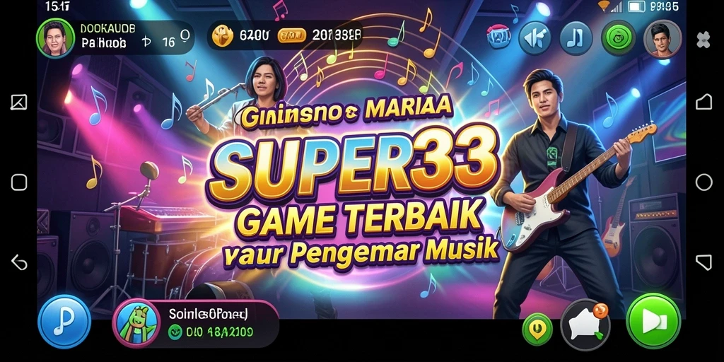 Screenshot menunjukkan antarmuka bermain game musik yang menarik.